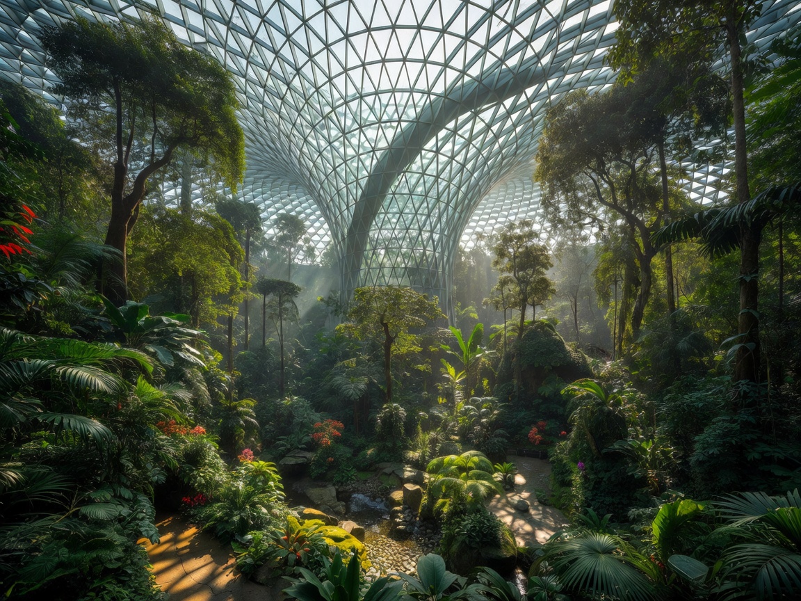 Singapore Changi Jewel indoor rainforest with soaring glass vortex and natural canopy sunlight